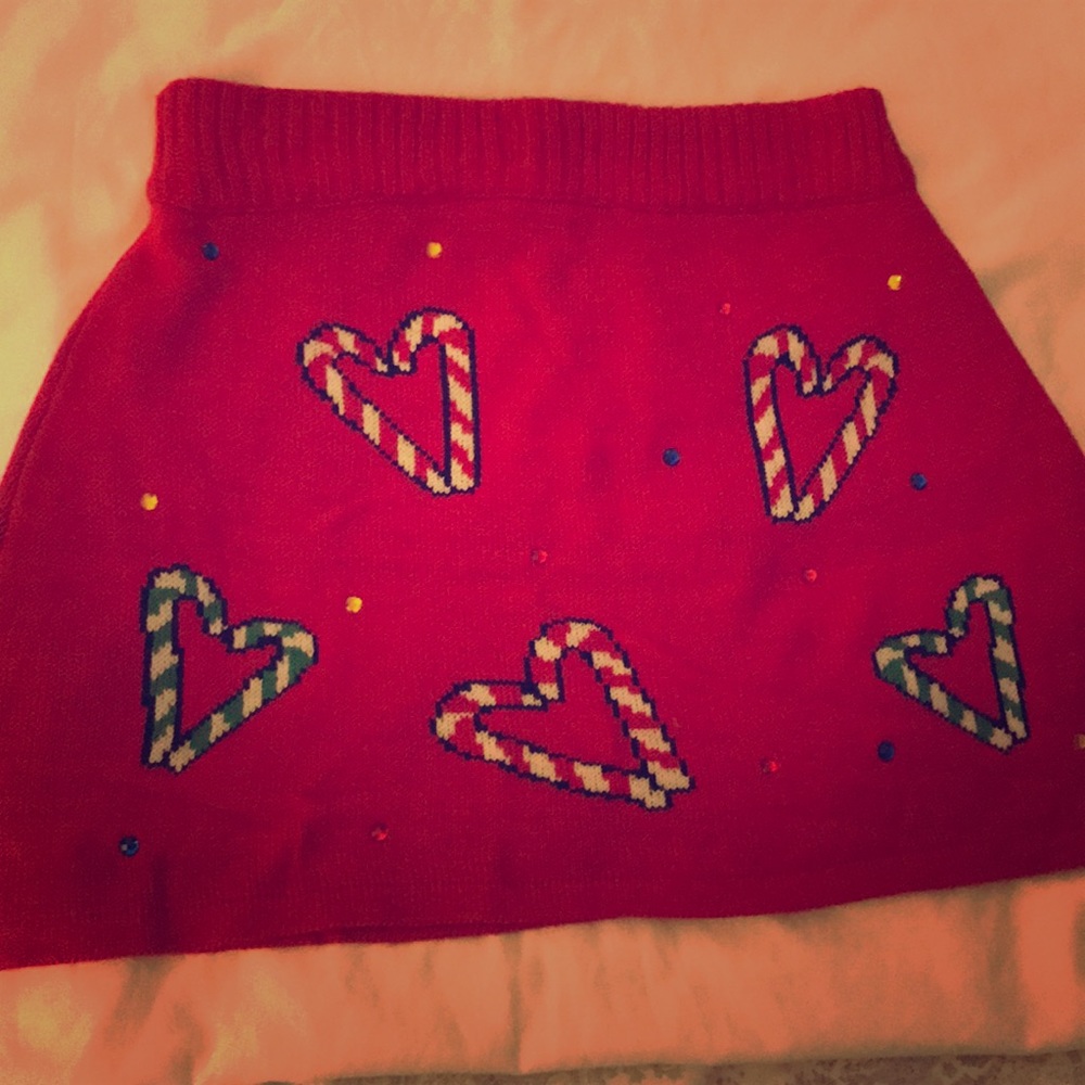 Christmas knit candy cane skirt
